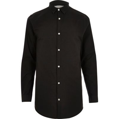 Black longline Oxford shirt
